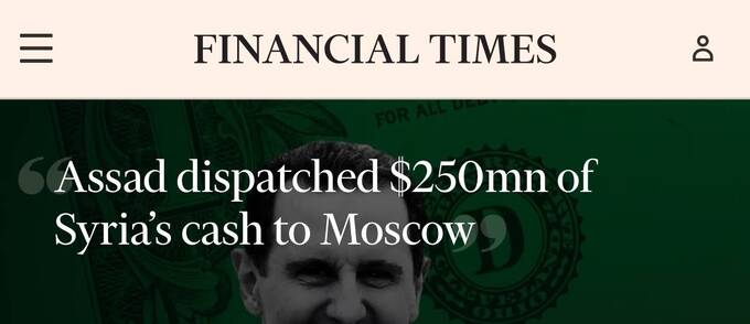 Режим Асада отправил 250 миллионов долларов наличными в Россию для военных нужд tidtridhidkmp