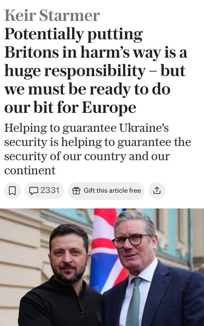Премьер-министр Великобритании предложил разместить войска в Украине после мирного соглашения xtiqhqiteiqhdkmp